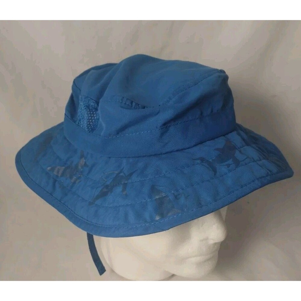 Sun Protection Zone 50+ UPF Child's Shark Print Bucket/Sun Hat w/Chin Strap